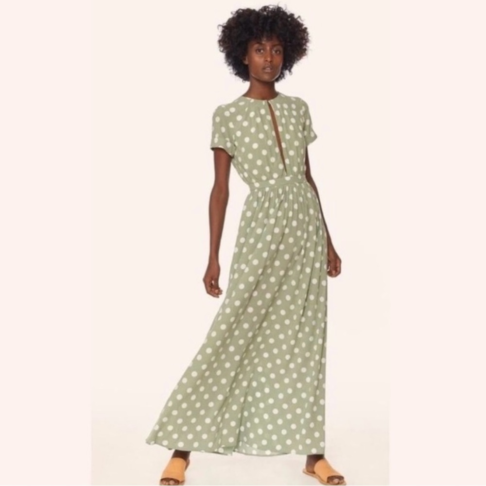 Mara Hoffman Green Polka Dot Maxi Dress